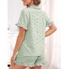image:imageSWOMOG Womens Pajama Sets Cute Ruffle Matching PJs Sleepwear Button Down Short Sleeve Loungewear 2 Piece PJ Set Green Flower Large