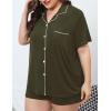 image:imageSWOMOG Womens Plus Size Pajamas Set Button Down Tops Short Sleeve Sleepwear Soft Pajama Shorts 2 Pcs Lounge Sets With PocketArmy Green