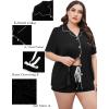 image:imageSWOMOG Womens Plus Size Pajamas Set Button Down Tops Short Sleeve Sleepwear Soft Pajama Shorts 2 Pcs Lounge Sets With PocketBlack