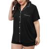 image:imageSWOMOG Womens Plus Size Pajamas Set Button Down Tops Short Sleeve Sleepwear Soft Pajama Shorts 2 Pcs Lounge Sets With PocketBlack