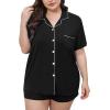 image:imageSWOMOG Womens Plus Size Pajamas Set Button Down Tops Short Sleeve Sleepwear Soft Pajama Shorts 2 Pcs Lounge Sets With PocketBlack