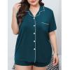 image:imageSWOMOG Womens Plus Size Pajamas Set Button Down Tops Short Sleeve Sleepwear Soft Pajama Shorts 2 Pcs Lounge Sets With PocketBlue Green