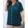 image:imageSWOMOG Womens Plus Size Pajamas Set Button Down Tops Short Sleeve Sleepwear Soft Pajama Shorts 2 Pcs Lounge Sets With PocketBlue Green