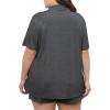 image:imageSWOMOG Womens Plus Size Pajamas Set Button Down Tops Short Sleeve Sleepwear Soft Pajama Shorts 2 Pcs Lounge Sets With PocketDark Gary