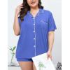 image:imageSWOMOG Womens Plus Size Pajamas Set Button Down Tops Short Sleeve Sleepwear Soft Pajama Shorts 2 Pcs Lounge Sets With PocketLavender