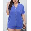 image:imageSWOMOG Womens Plus Size Pajamas Set Button Down Tops Short Sleeve Sleepwear Soft Pajama Shorts 2 Pcs Lounge Sets With PocketLavender