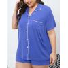 image:imageSWOMOG Womens Plus Size Pajamas Set Button Down Tops Short Sleeve Sleepwear Soft Pajama Shorts 2 Pcs Lounge Sets With PocketLavender