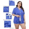 image:imageSWOMOG Womens Plus Size Pajamas Set Button Down Tops Short Sleeve Sleepwear Soft Pajama Shorts 2 Pcs Lounge Sets With PocketLavender