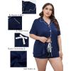 image:imageSWOMOG Womens Plus Size Pajamas Set Button Down Tops Short Sleeve Sleepwear Soft Pajama Shorts 2 Pcs Lounge Sets With PocketNavy Blue