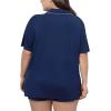 image:imageSWOMOG Womens Plus Size Pajamas Set Button Down Tops Short Sleeve Sleepwear Soft Pajama Shorts 2 Pcs Lounge Sets With PocketNavy Blue
