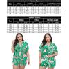 image:imageSWOMOG Womens Plus Size Pajamas Set Button Down Tops Short Sleeve Sleepwear Soft Pajama Shorts 2 Pcs Lounge Sets With PocketPink Leaves