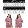 image:imageSWOMOG Womens Plus Size Pajamas Set Button Down Tops Short Sleeve Sleepwear Soft Pajama Shorts 2 Pcs Lounge Sets With PocketTaro Purple