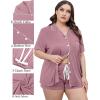image:imageSWOMOG Womens Plus Size Pajamas Set Button Down Tops Short Sleeve Sleepwear Soft Pajama Shorts 2 Pcs Lounge Sets With PocketTaro Purple