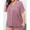 image:imageSWOMOG Womens Plus Size Pajamas Set Button Down Tops Short Sleeve Sleepwear Soft Pajama Shorts 2 Pcs Lounge Sets With PocketTaro Purple