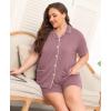image:imageSWOMOG Womens Plus Size Pajamas Set Button Down Tops Short Sleeve Sleepwear Soft Pajama Shorts 2 Pcs Lounge Sets With PocketTwo Pocketslilac Purple
