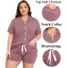 image:imageSWOMOG Womens Plus Size Pajamas Set Button Down Tops Short Sleeve Sleepwear Soft Pajama Shorts 2 Pcs Lounge Sets With PocketTwo Pocketslilac Purple