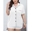 image:imageSWOMOG Womens Plus Size Pajamas Set Button Down Tops Short Sleeve Sleepwear Soft Pajama Shorts 2 Pcs Lounge Sets With PocketWhite