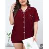 image:imageSWOMOG Womens Plus Size Pajamas Set Button Down Tops Short Sleeve Sleepwear Soft Pajama Shorts 2 Pcs Lounge Sets With PocketWine Red