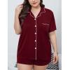 image:imageSWOMOG Womens Plus Size Pajamas Set Button Down Tops Short Sleeve Sleepwear Soft Pajama Shorts 2 Pcs Lounge Sets With PocketWine Red