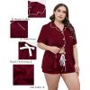 image:imageSWOMOG Womens Plus Size Pajamas Set Button Down Tops Short Sleeve Sleepwear Soft Pajama Shorts 2 Pcs Lounge Sets With PocketWine Red
