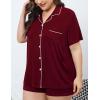 image:imageSWOMOG Womens Plus Size Pajamas Set Button Down Tops Short Sleeve Sleepwear Soft Pajama Shorts 2 Pcs Lounge Sets With PocketWine Red