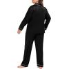 image:imageSWOMOG Womens Plus Size Pajamas Silky Pajama Set Button Down Sleepwear Classic Silk Pj Set Ladies Two Piece Loungewear SetBlack