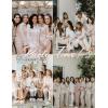 image:imageSWOMOG Womens Plus Size Pajamas Silky Pajama Set Button Down Sleepwear Classic Silk Pj Set Ladies Two Piece Loungewear SetChampagne