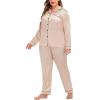 image:imageSWOMOG Womens Plus Size Pajamas Silky Pajama Set Button Down Sleepwear Classic Silk Pj Set Ladies Two Piece Loungewear SetChampagne