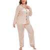 image:imageSWOMOG Womens Plus Size Pajamas Silky Pajama Set Button Down Sleepwear Classic Silk Pj Set Ladies Two Piece Loungewear SetChampagne