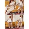 image:imageSWOMOG Womens Plus Size Pajamas Silky Pajama Set Button Down Sleepwear Classic Silk Pj Set Ladies Two Piece Loungewear SetChampagne