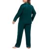 image:imageSWOMOG Womens Plus Size Pajamas Silky Pajama Set Button Down Sleepwear Classic Silk Pj Set Ladies Two Piece Loungewear SetDark Green