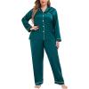 image:imageSWOMOG Womens Plus Size Pajamas Silky Pajama Set Button Down Sleepwear Classic Silk Pj Set Ladies Two Piece Loungewear SetGreen