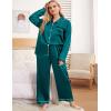 image:imageSWOMOG Womens Plus Size Pajamas Silky Pajama Set Button Down Sleepwear Classic Silk Pj Set Ladies Two Piece Loungewear SetGreen