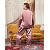 image:imageSWOMOG Womens Plus Size Pajamas Silky Pajama Set Button Down Sleepwear Classic Silk Pj Set Ladies Two Piece Loungewear SetMisty Rose