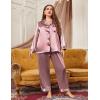 image:imageSWOMOG Womens Plus Size Pajamas Silky Pajama Set Button Down Sleepwear Classic Silk Pj Set Ladies Two Piece Loungewear SetMisty Rose
