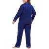 image:imageSWOMOG Womens Plus Size Pajamas Silky Pajama Set Button Down Sleepwear Classic Silk Pj Set Ladies Two Piece Loungewear SetNavy Blue