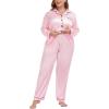 image:imageSWOMOG Womens Plus Size Pajamas Silky Pajama Set Button Down Sleepwear Classic Silk Pj Set Ladies Two Piece Loungewear SetPink