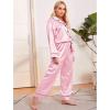 image:imageSWOMOG Womens Plus Size Pajamas Silky Pajama Set Button Down Sleepwear Classic Silk Pj Set Ladies Two Piece Loungewear SetPink