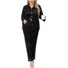 image:imageSWOMOG Womens Plus Size Pajamas Silky Pajama Set Button Down Sleepwear Classic Silk Pj Set Ladies Two Piece Loungewear SetPippingcarbon Black