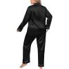 image:imageSWOMOG Womens Plus Size Pajamas Silky Pajama Set Button Down Sleepwear Classic Silk Pj Set Ladies Two Piece Loungewear SetPippingcarbon Black