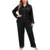 image:imageSWOMOG Womens Plus Size Pajamas Silky Pajama Set Button Down Sleepwear Classic Silk Pj Set Ladies Two Piece Loungewear SetPippingcarbon Black