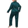 image:imageSWOMOG Womens Plus Size Pajamas Silky Pajama Set Button Down Sleepwear Classic Silk Pj Set Ladies Two Piece Loungewear SetPippingdeep Green