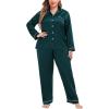 image:imageSWOMOG Womens Plus Size Pajamas Silky Pajama Set Button Down Sleepwear Classic Silk Pj Set Ladies Two Piece Loungewear SetPippingdeep Green