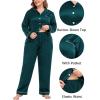 image:imageSWOMOG Womens Plus Size Pajamas Silky Pajama Set Button Down Sleepwear Classic Silk Pj Set Ladies Two Piece Loungewear SetPippingdeep Green
