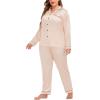 image:imageSWOMOG Womens Plus Size Pajamas Silky Pajama Set Button Down Sleepwear Classic Silk Pj Set Ladies Two Piece Loungewear SetPippinglight Gold
