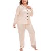 image:imageSWOMOG Womens Plus Size Pajamas Silky Pajama Set Button Down Sleepwear Classic Silk Pj Set Ladies Two Piece Loungewear SetPippinglight Gold