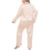 image:imageSWOMOG Womens Plus Size Pajamas Silky Pajama Set Button Down Sleepwear Classic Silk Pj Set Ladies Two Piece Loungewear SetPippinglight Gold