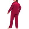 image:imageSWOMOG Womens Plus Size Pajamas Silky Pajama Set Button Down Sleepwear Classic Silk Pj Set Ladies Two Piece Loungewear SetRed