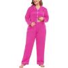 image:imageSWOMOG Womens Plus Size Pajamas Silky Pajama Set Button Down Sleepwear Classic Silk Pj Set Ladies Two Piece Loungewear SetRose Red