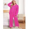 image:imageSWOMOG Womens Plus Size Pajamas Silky Pajama Set Button Down Sleepwear Classic Silk Pj Set Ladies Two Piece Loungewear SetRose Red